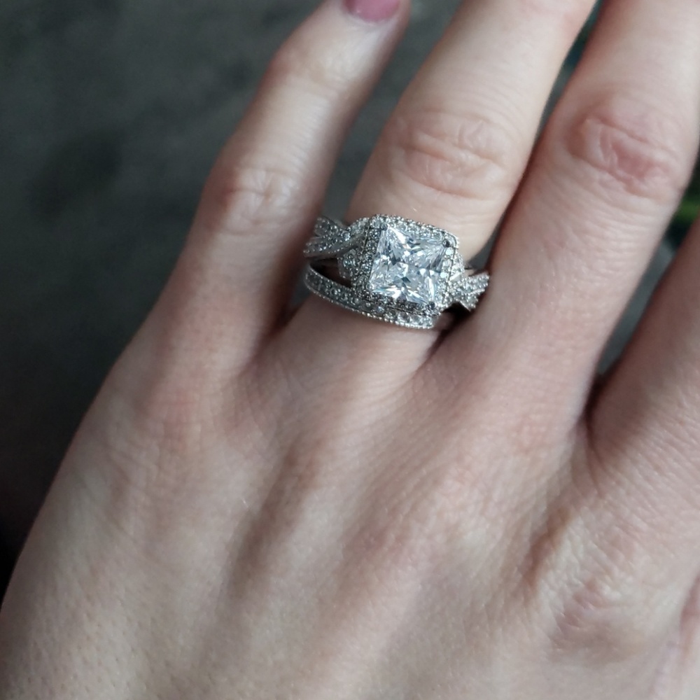 Cubic Zirconia, 925 stamped sterling silver ring